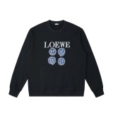 【限定】ロエベ 偽物通販 LV連名限定デニム笑顔プリントクルーネックパーカー