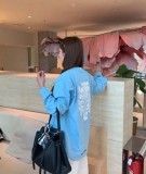 入手困難 クロムハーツ コピーおすすめ サンスクリット大宝剣プリントブルーカップル長袖Tシャツ