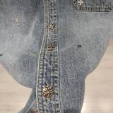 大人気 クロムハーツ 激安偽物 24 F/wスタッズ付き重金属クロスデニムシャツジャケット