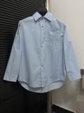 超奇跡の入荷☆ ロエベ コピーおすすめ 胸ポケット袖口刺繍ロゴ開襟シャツ
