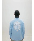 入手困難 クロムハーツ コピーおすすめ サンスクリット大宝剣プリントブルーカップル長袖Tシャツ