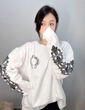 超話題! クロムハーツ 偽物通販 背馬蹄サンスクリットプリントカップル長袖Tシャツ