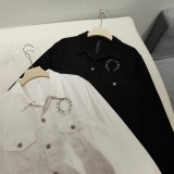 ★超人気 クロムハーツ n級品 刺繍したカップルの白黒デニムシャツのコート2色