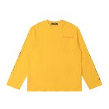 一目惚れ♪ クロムハーツ 激安偽物 十字架落書き袖レモンイエローカップル長袖Tシャツ