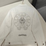 ★超人気 クロムハーツ n級品 刺繍したカップルの白黒デニムシャツのコート2色