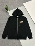 【限定】ロエベ コピー 2024秋冬新作胸と後ろの立体植毛歯ブラシ刺繍420 g毛輪純綿衛衣ファスナーコート