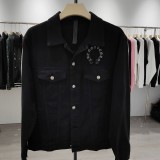 ★超人気 クロムハーツ n級品 刺繍したカップルの白黒デニムシャツのコート2色