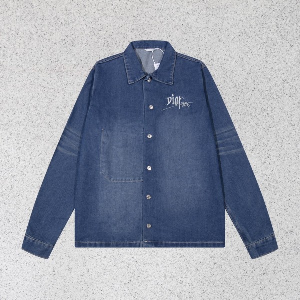 超奇跡の入荷☆ ディオール n級品 アルファベット刺繍サイン24 FWミツバチタンニン男女デニムコート