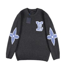 追跡付 ルイヴィトン スーパーコピー Lv 2024クローバーロゴ丸首セーター