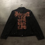 【限定】バレンシアガ 激安偽物 ​の新しい梵字アルファベット手描きインキプリントデニムジャケット