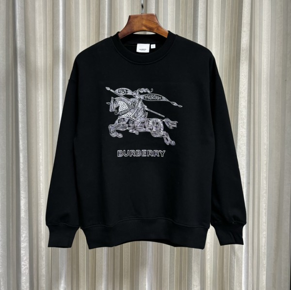 追跡付 バーバリー コピーおすすめ 騎士戦馬刺繍丸首長袖衛衣