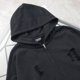 累積売上総額第１位！バレンシアガ コピーおすすめ プリントで古いファスナーを壊したカーディガンパーカー