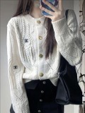 ★超人気 セリーヌ 激安通販 金ボタンカーディガン重工業編み万針刺繍ロゴディテール絞り