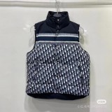 ★超人気 ディオール n級品 千鳥格子ストライプクラシックな老花のリバーシブルスタンドカラーノースリーブダウンベスト