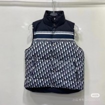 ★超人気 ディオール n級品 千鳥格子ストライプクラシックな老花のリバーシブルスタンドカラーノースリーブダウンベスト