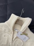 【限定】セリーヌ n級品 ハーフジッパーを厚めにした立体チェックニットウールセーター