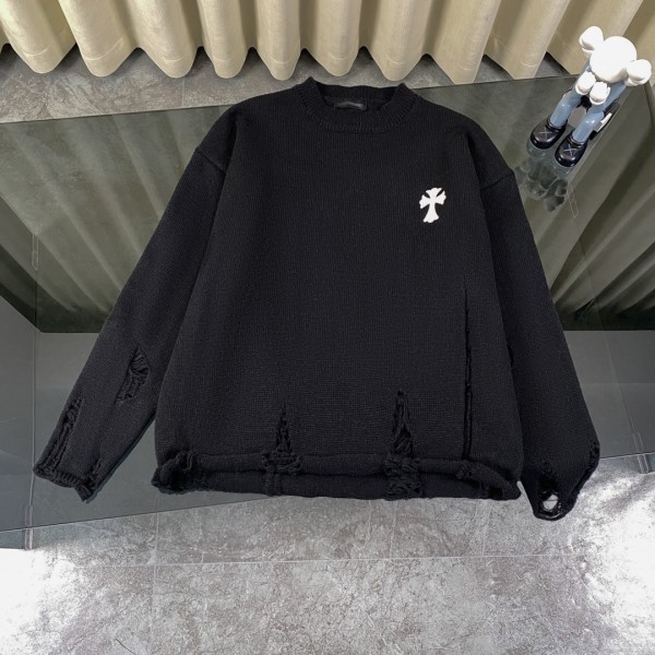 【限定】クロムハーツ n級品 クロスを貼って穴をあけるニットセーターのヘッダー