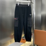 使い勝手良し プラダ 激安通販 2024 ss新作パッチワークロゴ軍需品ミンクのスエードカジュアルパンツ