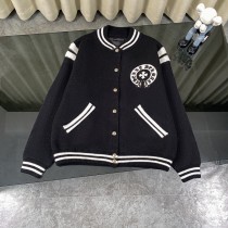 【限定】クロムハーツ n級品 刺繍アルファベットパッチワークセーターコートベースボールコート