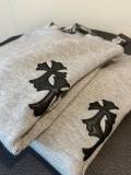 ★超人気 クロムハーツ 激安通販 重工業皮標刺繍高級グレー丸首セーター