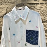 高品質   ルイヴィトン スーパーコピー のポケットに貼られたブーゲンビリア刺繍の白シャツコート2色