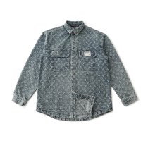 稀少 ルイヴィトン n級品  LVフルプリントジャカード重工水洗いして古ポケットデニムジャケット