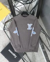 一目惚れ♪ ルイヴィトン n級品 25 ssショー会場限定スキーシリーズクローバーカフスロゴジャカードカップルニットクルーネックセーター