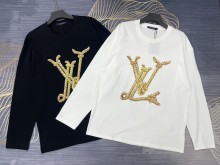 新作 ルイヴィトン 激安通販 25ssロープロゴラウンドネック長袖Tシャツ2色