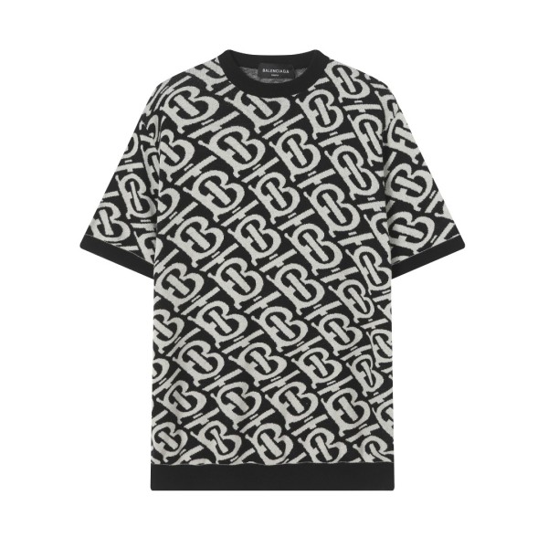 ★超人気  バーバリー コピーおすすめ クルーネックニット定番ジャカードクラフトセーター半袖Tシャツ