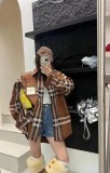 一目惚れ♪  バーバリー n級品 25SSレザーロゴブラウンチェックボタンダウンシャツ
