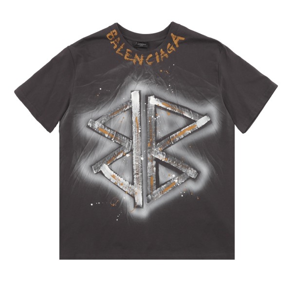 ★超人気 バレンシアガ 激安偽物 水洗手描きアルファベットクルーネックTシャツ