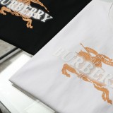 超話題! バーバリー 激安偽物 戦馬騎士ロゴカジュアル丸首半袖Tシャツ