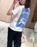 【話題商品！】バーバリー スーパーコピー 25 ss反印騎士ブルー戦馬プリントラウンドネックカップル半袖Tシャツ