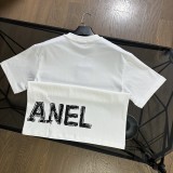 新作 シャネル 激安通販 2025極簡風ダブルC立体刺繍ラウンドネック純綿Tシャツ半袖2色