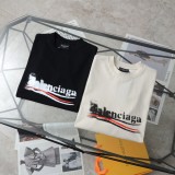 新作 バレンシアガ コピー ファジィコーラインキプリントロゴ半袖Tシャツ