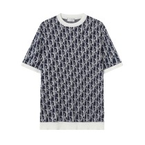 使い勝手良し ディオール 激安通販 ロゴジャカード編みクルーネック半袖Tシャツ