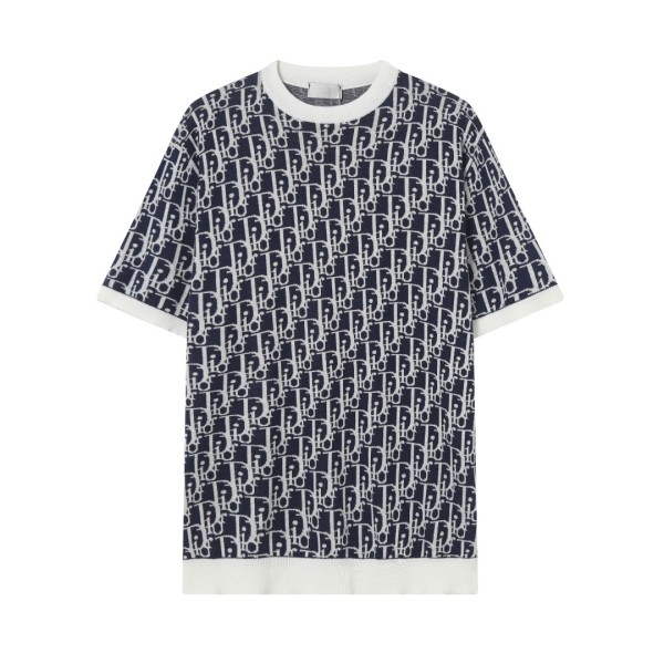 使い勝手良し ディオール 激安通販 ロゴジャカード編みクルーネック半袖Tシャツ