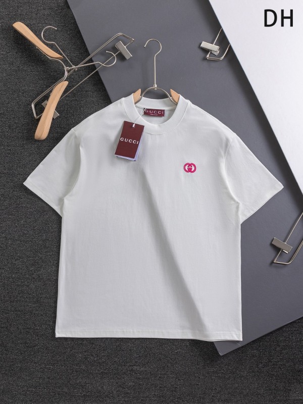 一目惚れ♪ グッチ コピーおすすめ 胸ダブルの文字の刺繍🪡ロゴ襟カフススプライシングＴシャツ
