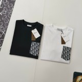 超奇跡の入荷☆ ディオール 激安通販 クラシックフラワーポケットカジュアルクルーネック半袖Tシャツ2色