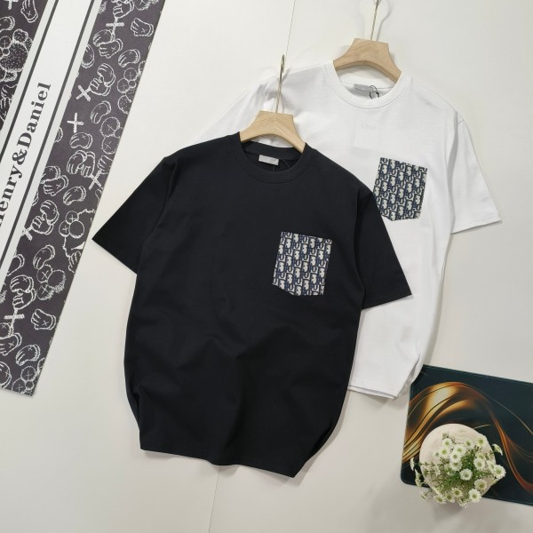 超奇跡の入荷☆ ディオール 激安通販 クラシックフラワーポケットカジュアルクルーネック半袖Tシャツ2色