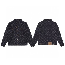 大人気 シュプリーム  激安偽物 ルイヴィトンx Supreme連名の老花満印ロゴアルファベットプリントカップル水洗いデニムジャケット