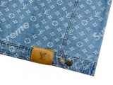 ★超人気 シュプリーム  n級品 ルイヴィトンx Supreme連名の老花満印ロゴアルファベットプリントカップル水洗いデニムジャケット