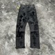 【限定】クロムハーツ n級品 メタルに皮の十字架を貼って旧ブラックロンドン牛王ジーンズ