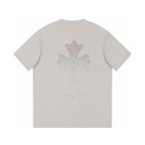 超話題! クロムハーツ 激安偽物 2025夏新作CHクロスカラードリル半袖Tシャツ