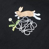 累積売上総額第１位！ロエベ コピー キャラクターウサギ刺繍カジュアル丸首半袖Tシャツ