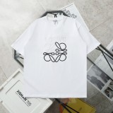 【話題商品！】ロエベ n級品 シック白黒刺繍ロゴカジュアルラウンドネック半袖Tシャツ