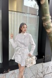 【限定】ロエベ 激安通販  ストライプウエストのフィッシュテールシャツワンピース