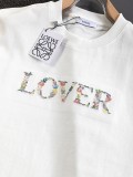 超奇跡の入荷☆ ロエベ  コピーおすすめ 25 ssコーナーアルファベット花卉立体刺繍アルファベット刺繍ロゴの丸首半袖