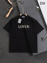 使い勝手良し ロエベ  偽物通販 25 ssコーナーアルファベット花卉立体刺繍アルファベット刺繍ロゴの丸首半袖