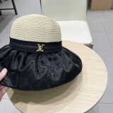 入手困難 ルイヴィトン スーパーコピー 春夏オーガンザ大リボン麦わら帽子サンバイザー女性折り畳みリボン優雅な旅リゾート漁師帽